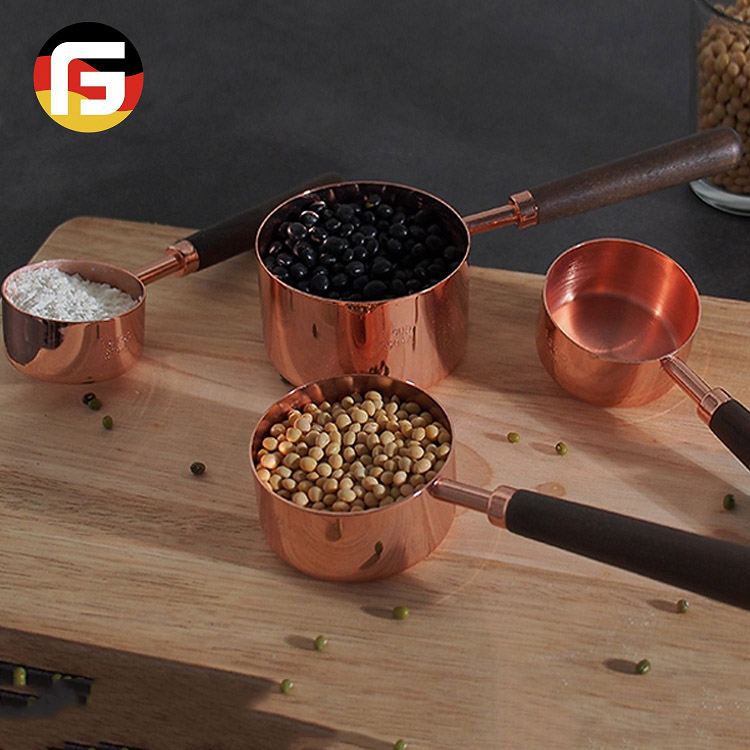 Amount of rose gold cup spoon 4 dresses with thick copper plating for measuring spoon seasoning wood spoon handle the amazon